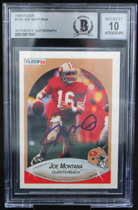1990 Fleer #10A Joe Montana Auto San Francisco 49ers BAS Autograph 10  Image 1