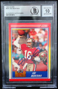 1990 Score #594 Joe Montana Auto San Francisco 49ers BAS Autograph 10  Image 1