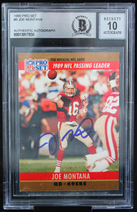 1990 Pro Set #8 Joe Montana Auto San Francisco 49ers BAS Autograph 10  Image 1