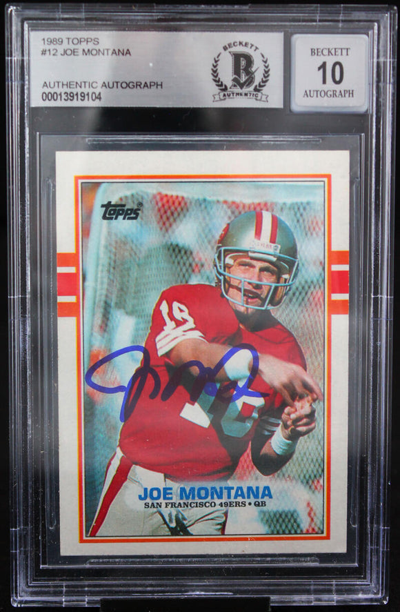 1989 Topps #12 Joe Montana Auto San Francisco 49ers BAS Autograph 10  Image 1
