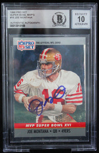 1990 Pro Set Super Bowl MVP's #16 Joe Montana Auto SF 49ers BAS Autograph 10  Image 1