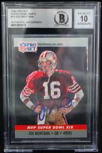 1990 Pro Set Super Bowl MVP's #19 Joe Montana Auto SF 49ers BAS Autograph 10  Image 1