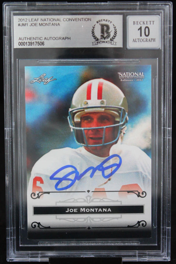 2012 Leaf National Convention #JM1 Joe Montana Auto SF 49ers BAS Autograph 10  Image 1