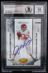 2004 Leaf Certified Materials #137 Joe Montana Auto Chiefs BAS Autograph 10  Image 1