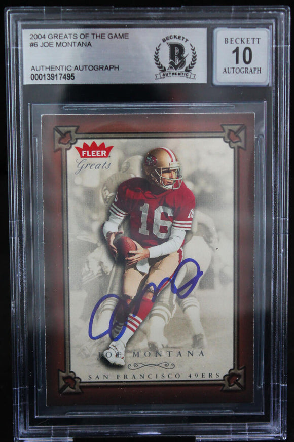 1989 Topps #6 Joe Montana Auto San Francisco 49ers BAS Autograph 10 – The  Jersey Source