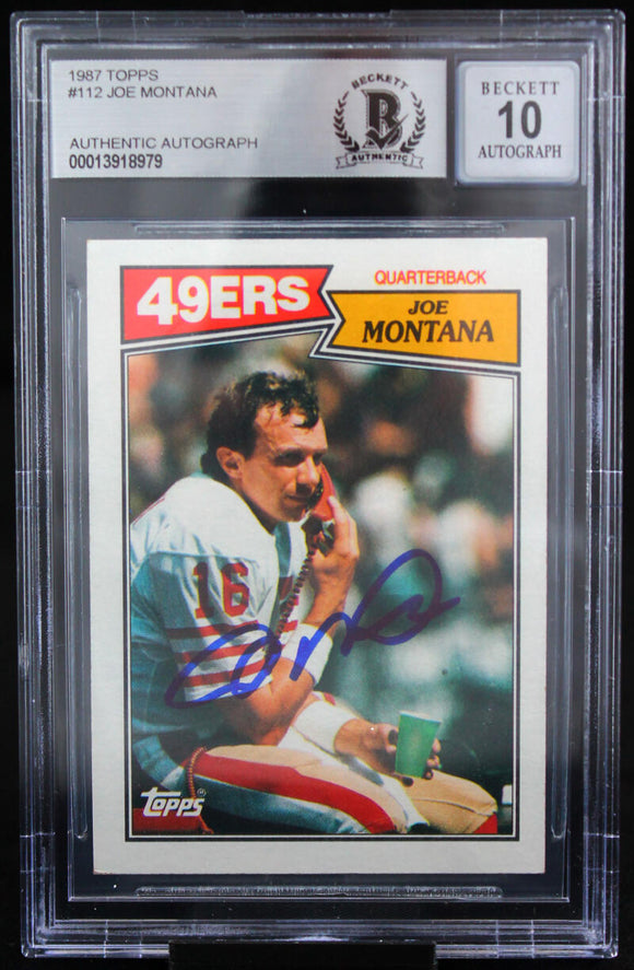 1987 Topps #112 Joe Montana Auto San Francisco 49ers BAS Autograph 10  Image 1