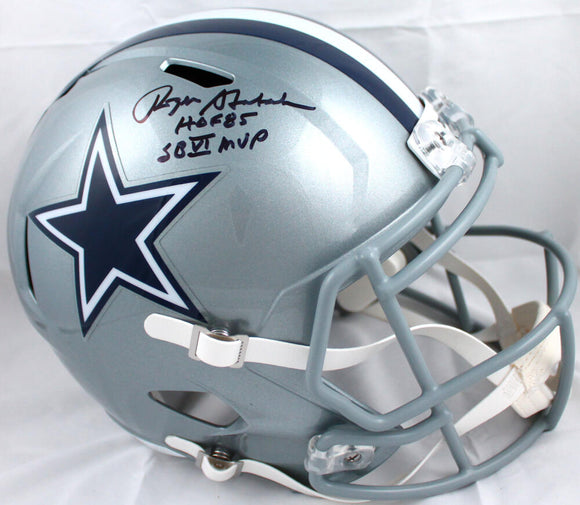 Roger Staubach Autographed Dallas Cowboys F/S Speed Helmet w/SB MVP,HOF- Beckett W Hologram *Black Image 1