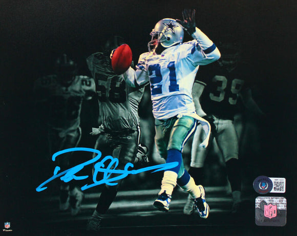Deion Sanders Autographed Dallas Cowboys 8x10 Spotlight FP Photo-Beckett W Hologram *Blue Image 1