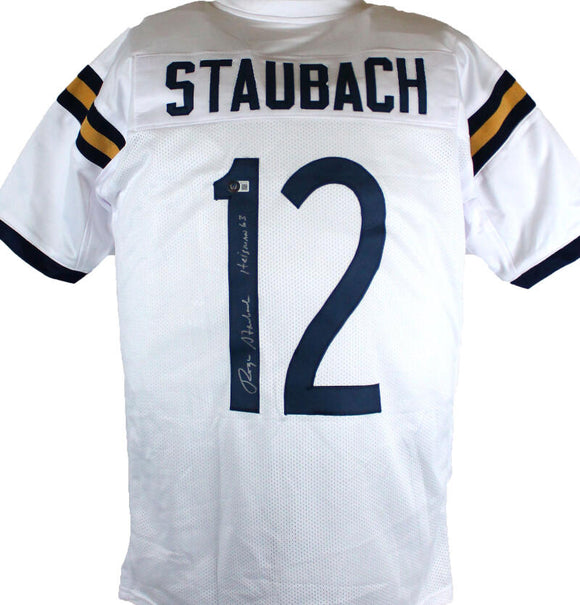 Roger Staubach Signed White College Style Jersey w/Insc.-Beckett W Hologram *Silver Image 1