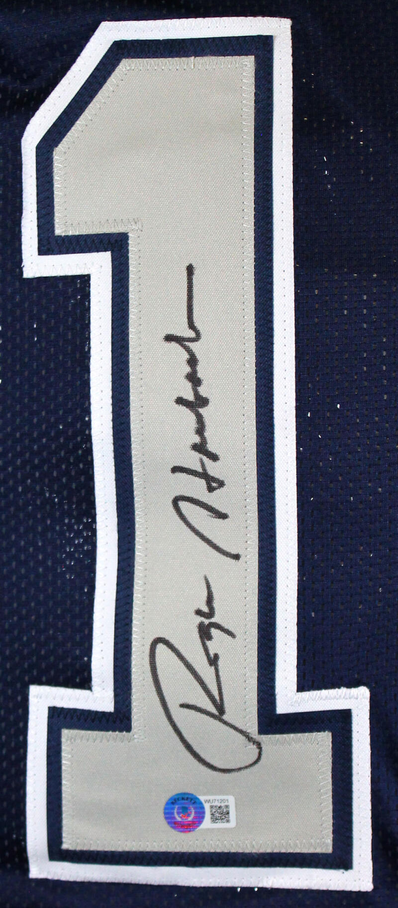 The Jersey Source Autographs Roger Staubach Autographed Blue Pro Style Stat Jersey- Beckett W Hologram *Black