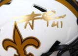 Alvin Kamara Autographed New Orleans Saints Lunar Speed Mini Helmet-Beckett W Hologram *Gold Image 2