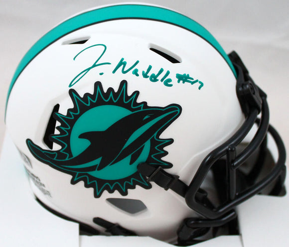 Jaylen Waddle Autographed Miami Dolphins Lunar Speed Mini Helmet-Fanatics *Teal Image 1