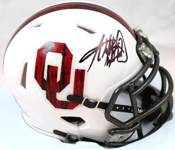 Adrian Peterson Autographed Oklahoma Sooners BTW Speed Mini Helmet-Beckett W Hologram *Black Image 1