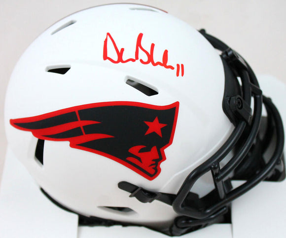 Drew Bledsoe Autographed New England Patriots Lunar Speed Mini Helmet-Beckett W Hologram *Red Image 1