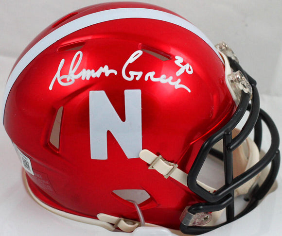 Ahman Green Autographed Nebraska Flash Speed Mini Helmet-Beckett W Hologram *White Image 1