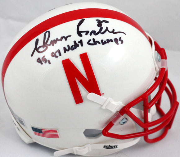 Ahman Green Autographed Nebraska Schutt Mini Helmet w/Natl Champs-Beckett W Hologram *Black Image 1