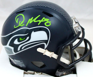 DK Metcalf Autographed Seahawks Speed Mini Helmet-Beckett W Hologram *Green Image 1