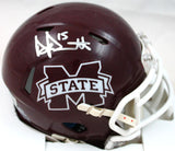 Dak Prescott Autographed Mississippi State Speed Mini *Front Helmet-Beckett W Hologram *Silver Image 1