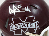 Dak Prescott Autographed Mississippi State Speed Mini *Front Helmet-Beckett W Hologram *Silver Image 2