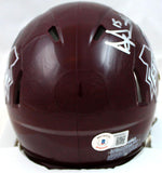 Dak Prescott Autographed Mississippi State Speed Mini *Front Helmet-Beckett W Hologram *Silver Image 3
