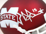 Dak Prescott Autographed Schutt Mississippi State Mini Helmet-Beckett W Hologram *Silver Image 2