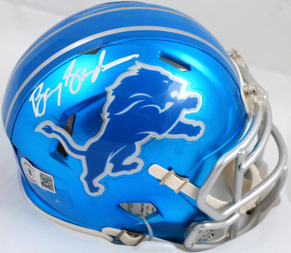 Barry Sanders Autographed Lions Flash Speed Mini Helmet-Beckett W Hologram *White Image 1