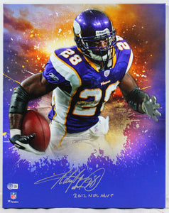 Adrian Peterson Signed Minnesota Vikings Framed 16x20 Stretched Canvas w/MVP-Beckett W Hologram *Silver Image 1