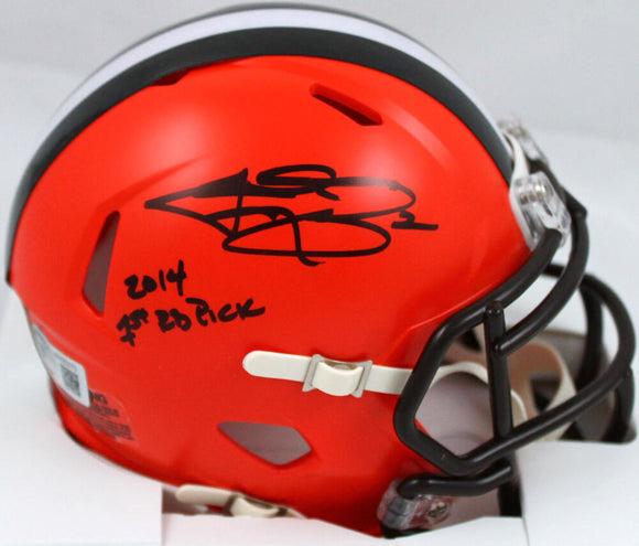 Johnny Manziel Autographed Browns Speed Mini Helmet w/Insc.-Beckett W Hologram *Black Image 1