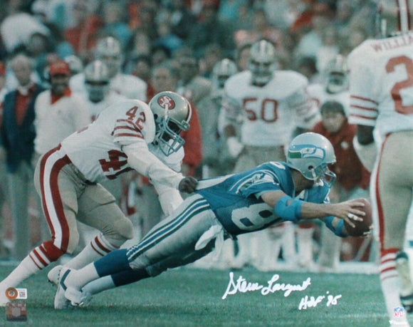 Steve Largent Autographed Seattle Seahawks 16x20 FP Dive w/HOF-Beckett W Hologram *White Image 1