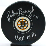 John Bucyk HOF Autographed Boston Bruins Hockey Puck- JSA W Auth Image 1