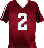 Johnny Manziel Autographed Maroon College Style Jersey w/2 Insc.-Beckett W Hologram *Black Image 3