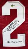 Johnny Manziel Autographed Maroon College Style STAT Jersey w/Heisman-Beckett W Hologram *Black Image 2