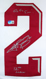 Johnny Manziel Autographed White College Style STAT Jersey w/2 insc.-Beckett W Hologram *Silver Image 2