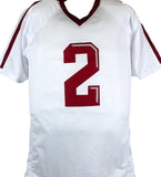 Johnny Manziel Autographed White College Style STAT Jersey w/2 insc.-Beckett W Hologram *Silver Image 3