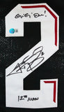 Johnny Manziel Autographed Black College Style STAT Jersey w/2 insc.-Beckett W Hologram *Black Image 2