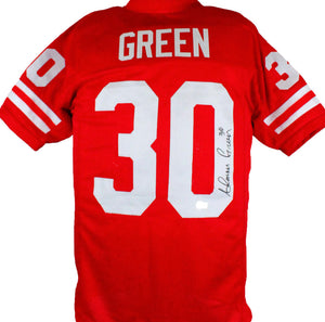Ahman Green Autographed Red College Style Jersey-Beckett W Hologram *Black Image 1