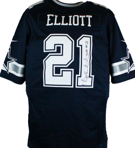 The Jersey Source Ezekiel Elliott Autographed Dallas Cowboys Blue Nike Game Jersey-Beckett W Hologram *Black