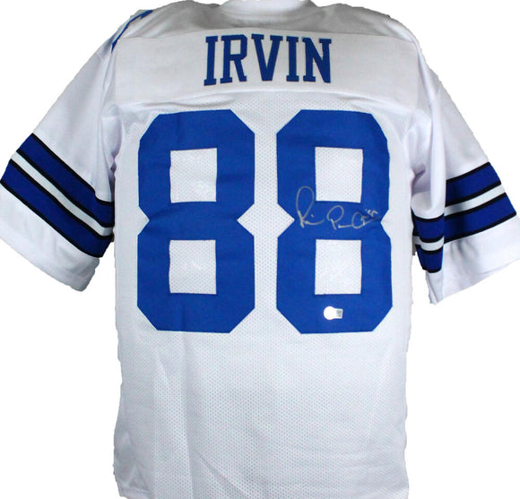 Michael Irvin Autographed White Pro Style Jersey-Beckett W Hologram *Silver Image 1
