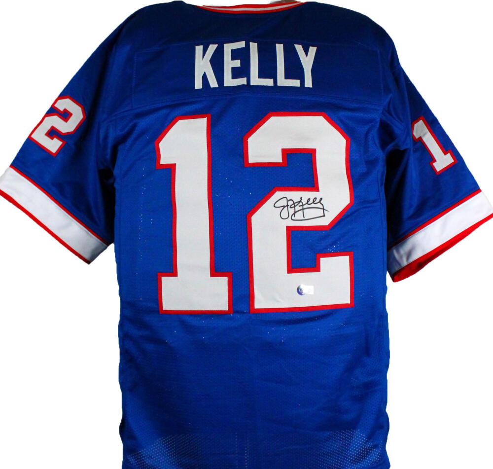 Jim Kelly Autographed/Signed Pro Style Blue XL Jersey Beckett