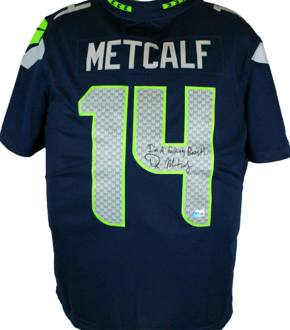 DK Metcalf Autographed Seattle Seahawks Navy Nike Vapor Limited Jersey w/Insc.-Beckett W Hologram *Black Image 1