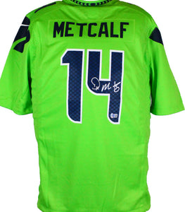 The Jersey Source Dk Metcalf Autographed Seattle Seahawks Neon Green Nike Game Jersey-Beckett W Hologram *Silver