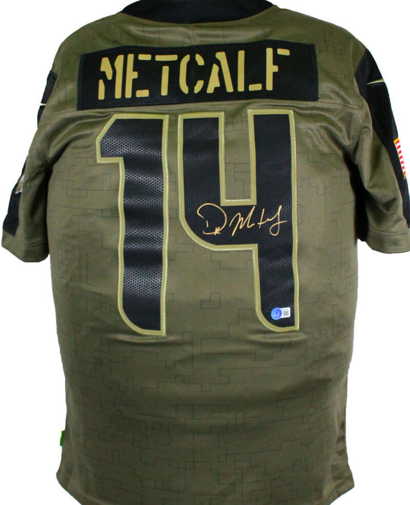 DK Metcalf Seattle Seahawks Autographed Nike Salute To Service Limited Player Jersey-Beckett W Hologram *Gold Image 1