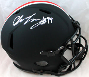 Chase Young Autographed Ohio State F/S Eclipse Speed Authentic Helmet-Fanatics *Silver Image 1
