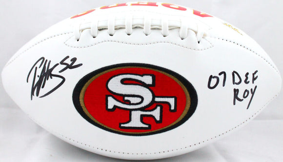 Patrick Willis Autographed San Francisco 49ers Logo Football w/Insc.-Beckett W Hologram *Black Image 1