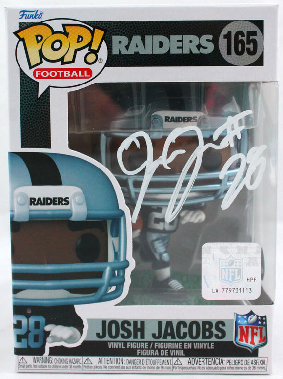 Josh Jacobs Autographed Raiders Funko Pop Figurine 165-Beckett W Hologram *White Image 1