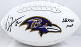 Ray Lewis Autographed Baltimore Ravens Logo Football w/SB MVP-Beckett W Hologram *Black Image 1