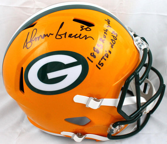 Ahman Green Autographed Green Bay Packers F/S Speed Helmet w/2 Insc.-Beckett W Hologram *Black Image 1