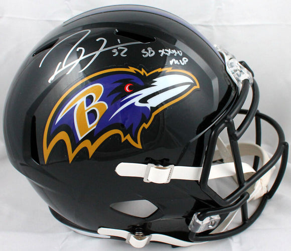Ray Lewis Signed Baltimore Ravens F/S Speed Helmet w/SB MVP-Beckett W Hologram *Silver Image 1