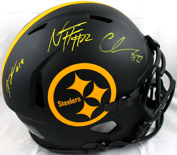 Claypool/Johnson/Harris Autographed Pittsburgh Steelers F/S Eclipse Speed Authentic Helmet-Beckett/Fanatics Image 1