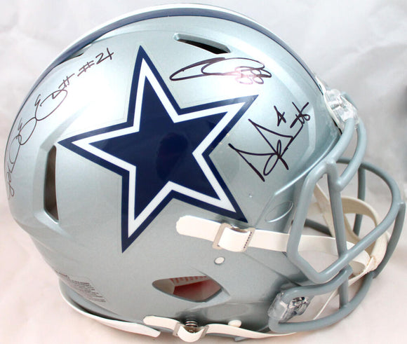 Lamb/Prescott/Elliott Signed Dallas Cowboys F/S Speed Authentic Helmet-Fanatics/BAW Hologram Image 1